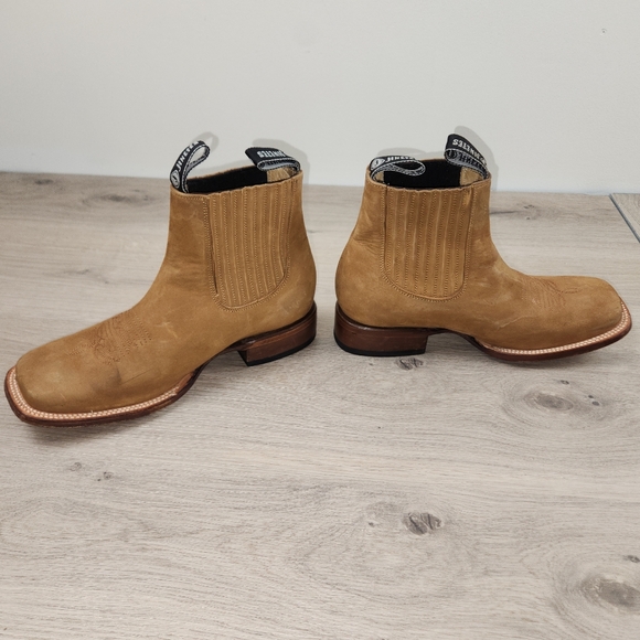 Jinetes Boots Mens 9.5 Brown Square Toe Suede Slip On Made In Mexico - Picture 2 of 16